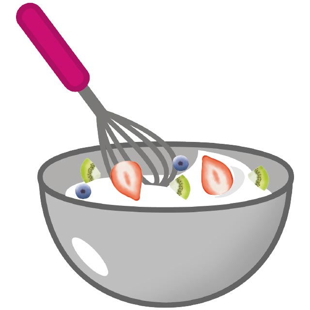 クリームとフルーツは先に混ぜておく